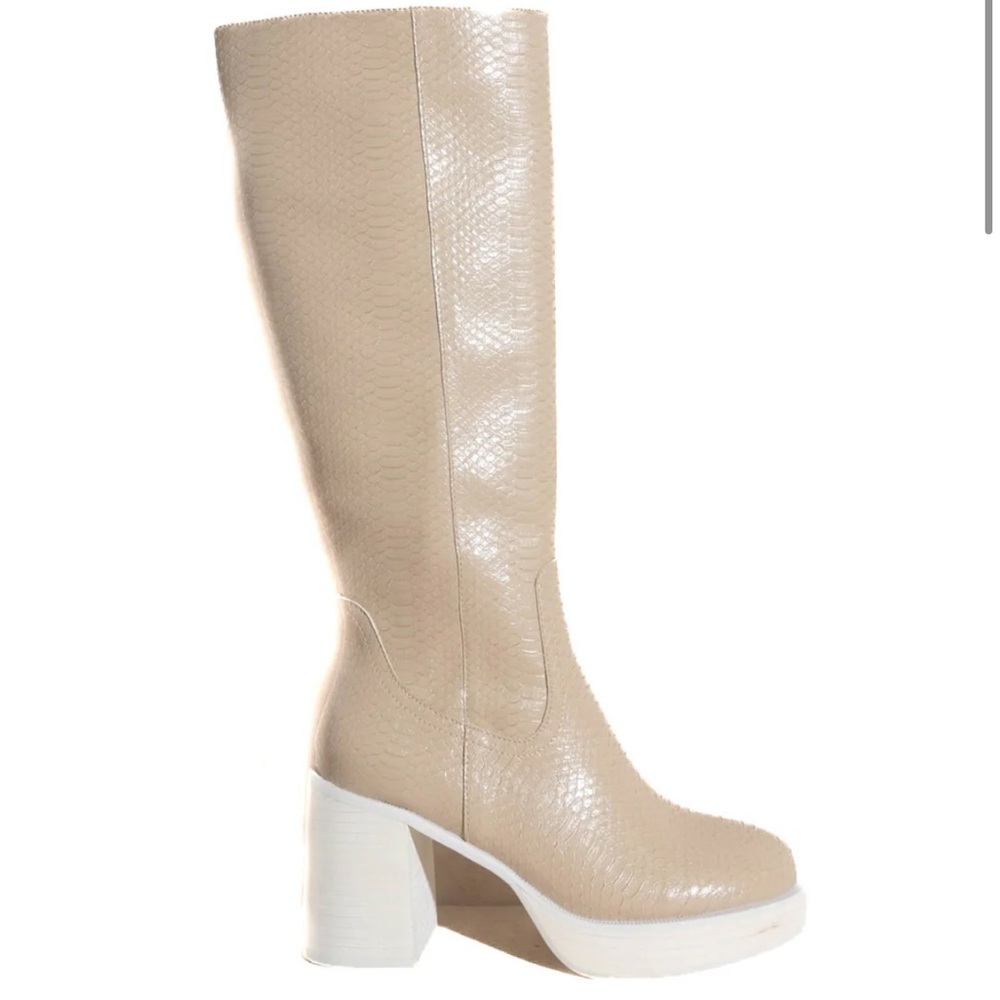 Elegant Beige Knee-High Boots